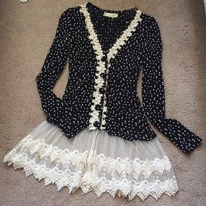 A’Reve Lacy Polka Dot Cardigans Jacket M
